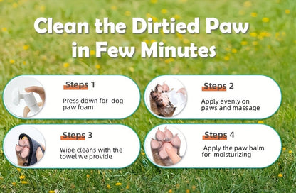 Dog Paw Cleaner No-Rinse with Soft Brush - pH Balanced Paw Wash for Dogs & Cats, 5oz Gentle Grooming Cleanser in Lavender Chamomile, Lemongrass Sage & Fragrance-Free