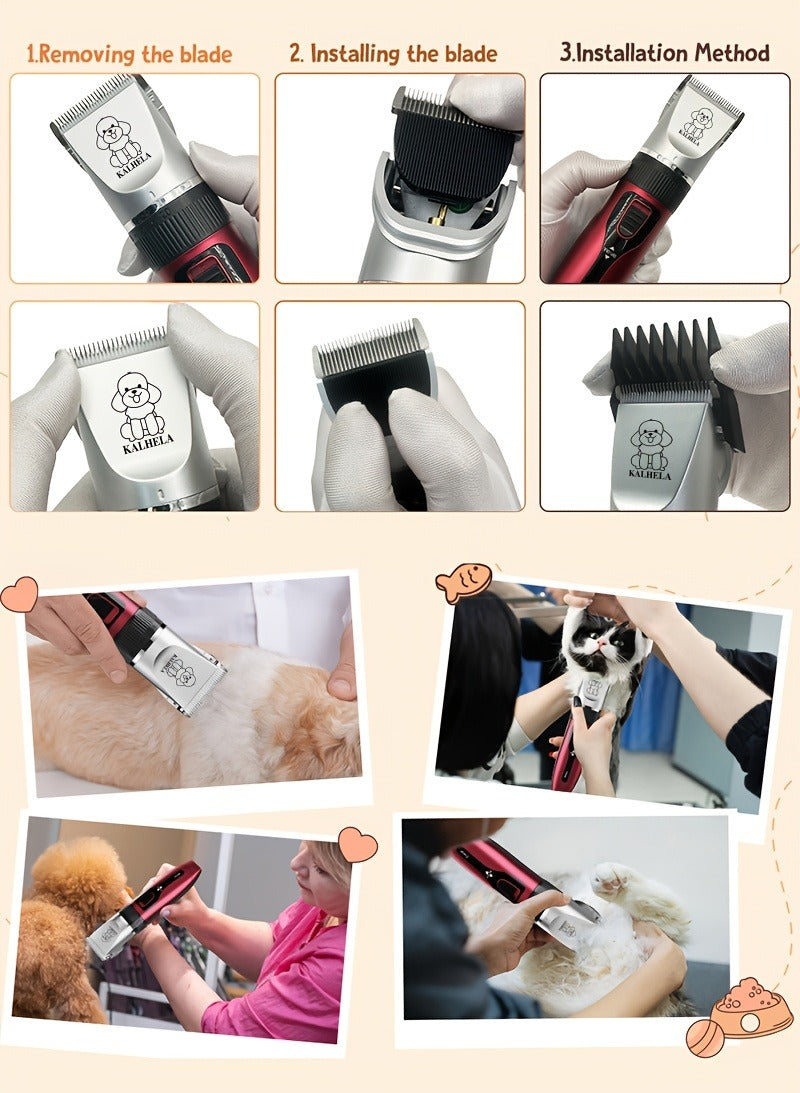 Pet Hair Trimmer USB Rechargeable Wireless Clipper for Dogs & Cats – Low Noise Electric Grooming Scissors, Lithium Battery, Home & Salon Use, Safe Low Voltage