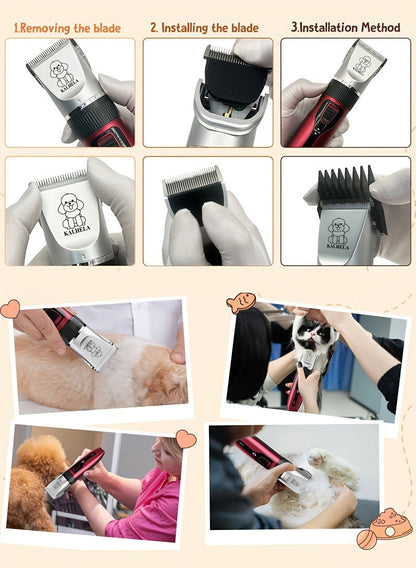 Pet Hair Trimmer USB Rechargeable Wireless Clipper for Dogs & Cats – Low Noise Electric Grooming Scissors, Lithium Battery, Home & Salon Use, Safe Low Voltage