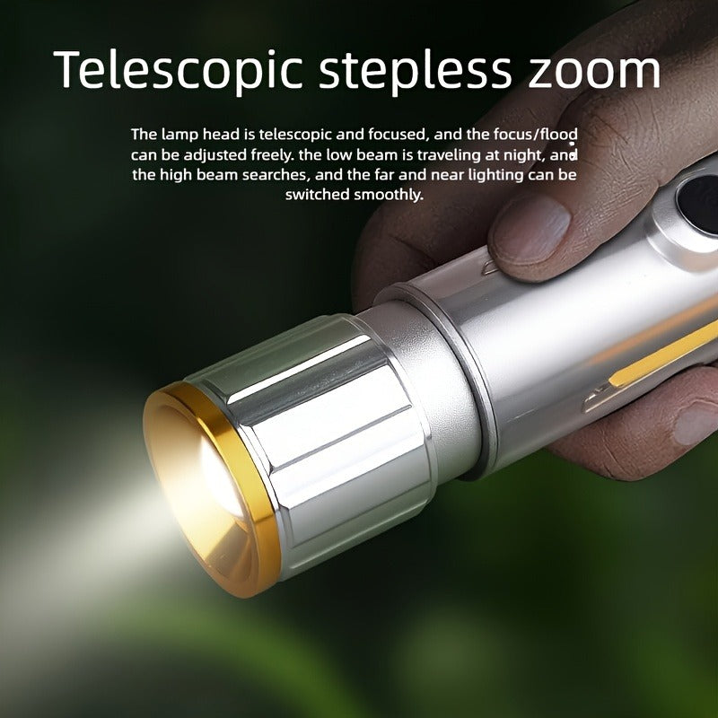 Rechargeable LED Flashlight 6-Pack - Transparent COB Side Light, 6 Modes Multifunction Handheld Torch, ABS Body for Camping, Hiking, Work & Emergency Power Outage