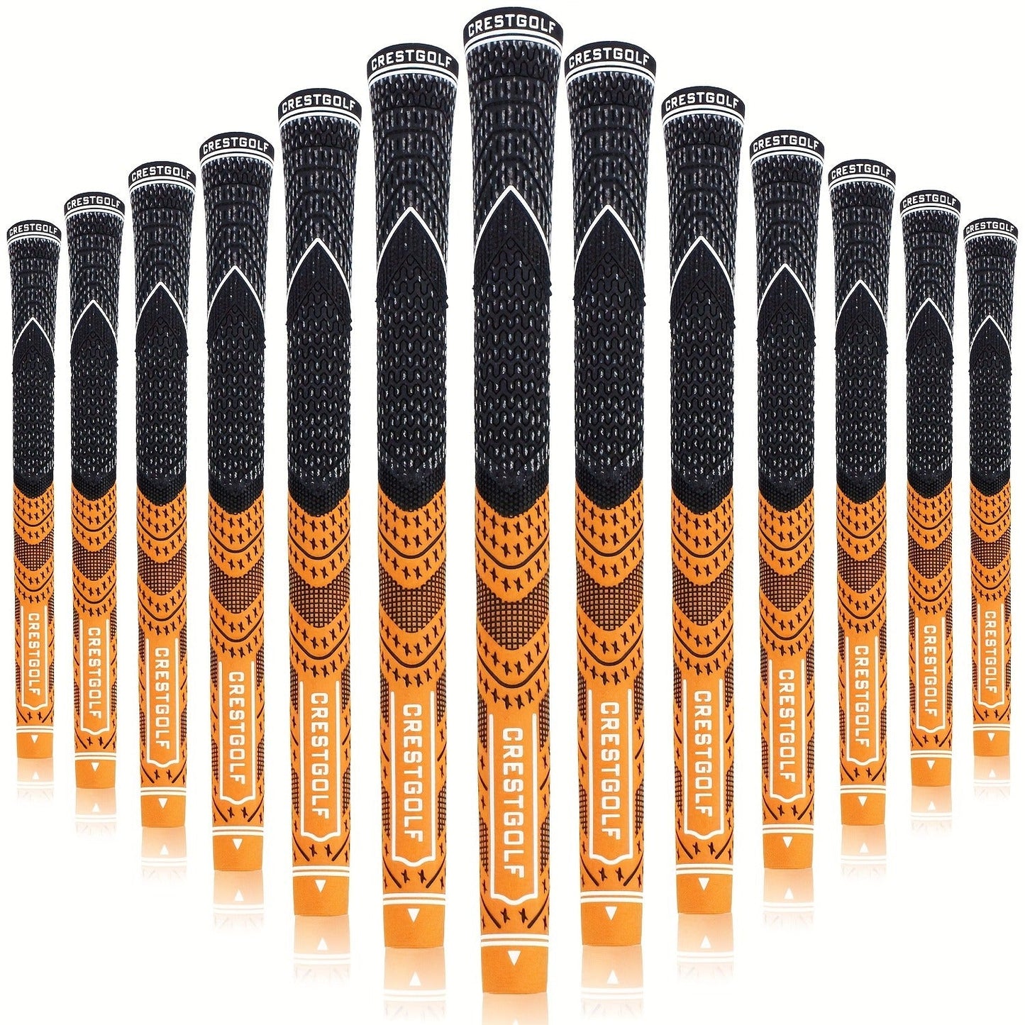 Midsize Golf Grips Set 13 Pack – All Weather Hybrid Rubber Golf Club Grips with Ecological Yarn Thread Technology, Multiple Colors, Fits Full Set of Clubs (Black, White, Red, Orange, Yellow, Blue, Gray)