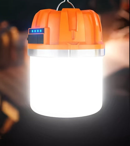 Rechargeable LED Camping Lantern with Power Bank USB Outdoor Hanging Tent Light Built-in Battery Emergency Lamp for Camping BBQ Hiking Patio Backpacking Portable Camp Light Orange