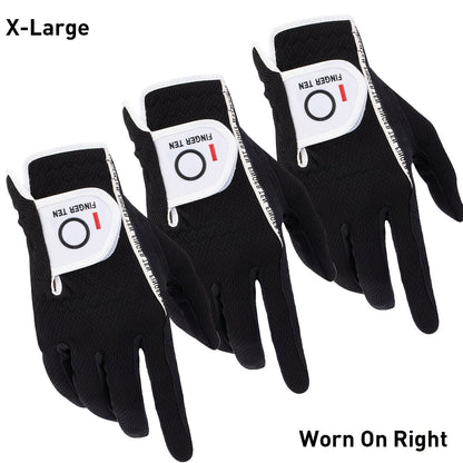 Wet Weather Golf Gloves Rain Grip 3-Pack for Men | Breathable Water-Resistant Golf Gloves for Left & Right Hand – Durable Comfortable Fit in Hot & Wet Conditions (Black, Gray, White | S–3XL)