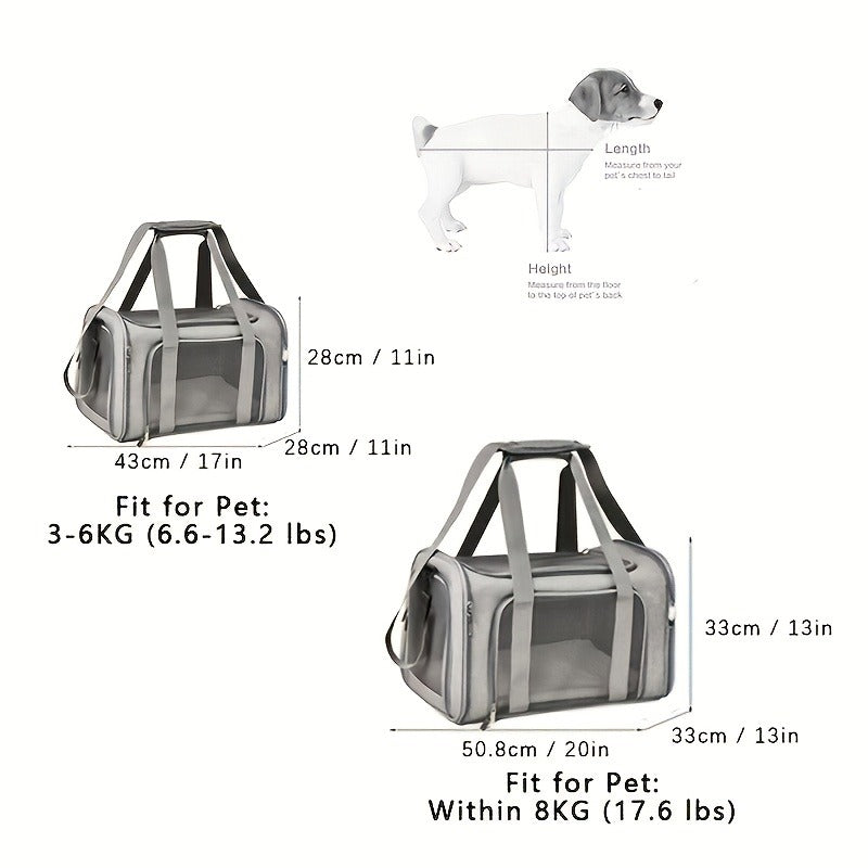 Large Soft-Sided Pet Crate & Travel Cage for Cats & Puppies Up to 25 lbs - Foldable Waterproof Portable Dog Cat Kennel Playpen, Lightweight Collapsible Pet Enclosure for Home & Travel, Grey & Black
