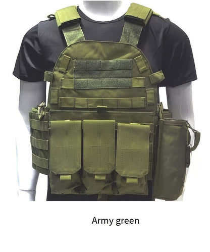 Tactical MOLLE Vest 6094 Adjustable Combat Chest Rig with Multi-Pocket System for Outdoor Hunting Training Airsoft CS Wargame Hiking Camping