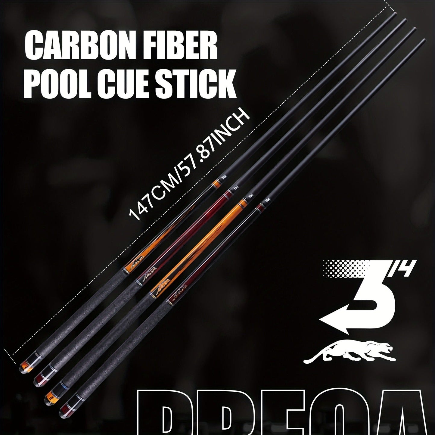 Carbon Fiber Pool Cue Stick 58 Inch - Low Deflection Billiard Cue with 12.5mm Tip, 3/8x8 Pin Joint, Leather Grip & Vacuum Quick Connector, Professional Billiards Stick for Accurate Ball Control