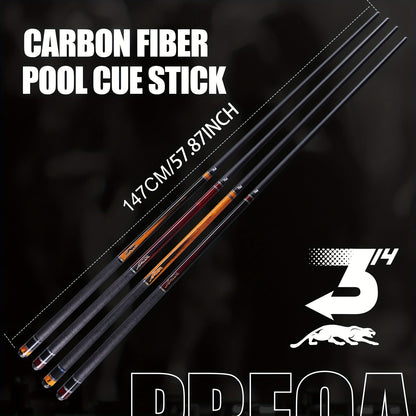Carbon Fiber Pool Cue Stick 58 Inch - Low Deflection Billiard Cue with 12.5mm Tip, 3/8x8 Pin Joint, Leather Grip & Vacuum Quick Connector, Professional Billiards Stick for Accurate Ball Control