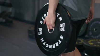 Bumper Plates – Rubber Olympic Weight Plates 10–45 lbs, 2-Inch Steel Center Ring, for Strength Training & Weightlifting, Home Gym Barbell Discs