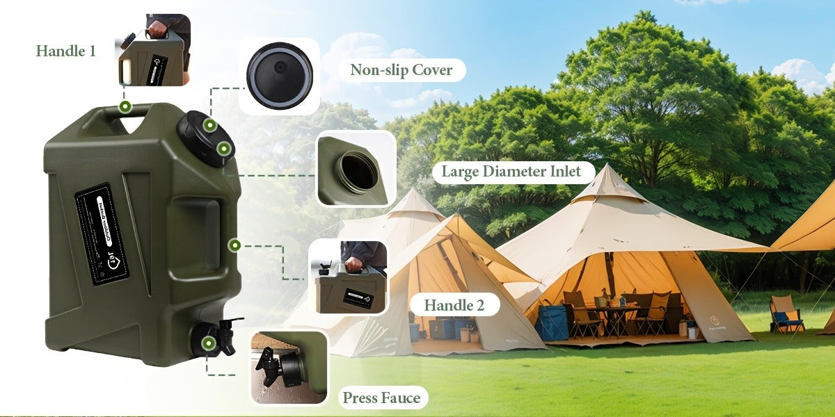 Water Storage Container with Spigot 2 Handles BPA Free PVC Collapsible Water Jug for Camping Outdoor RV Hiking Emergency Survival Portable Water Tank 3.2Gal 5Gal 2.6Gal Multi-Color Options