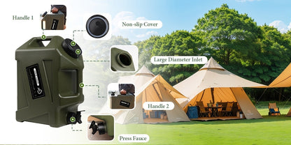 Water Storage Container with Spigot 2 Handles BPA Free PVC Collapsible Water Jug for Camping Outdoor RV Hiking Emergency Survival Portable Water Tank 3.2Gal 5Gal 2.6Gal Multi-Color Options