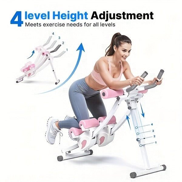 Ab Machine Adjustable Dual-Track Core Trainer with LCD Display – Foldable Ab Roller 440LB Capacity, 110° Curved Track & Knee Pad for Home Gym Men Women