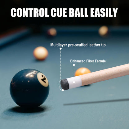 Professional Billiard Cue Stick 58 Inch Canadian Maple Wood – 12.5mm Tip, 19oz / 19.5oz / 20oz, Irish Linen Grip, 5 Color Options – Pool Cue for House, Bar & Club