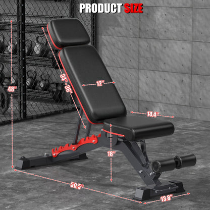 14-in-1 Adjustable Weight Bench Foldable – 770lb Capacity, Multi-Function Full Body Strength Training, Space-Saving Design – Home Gym Workout Bench