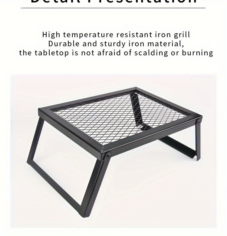 Portable Camping Bonfire Grill with Storage Bag – Heavy Duty Iron Barbecue Rack for Outdoor Picnic, RV Party & Firewood Heating, Includes Food Clips and Cleaning Cloths, Great Men's Gift