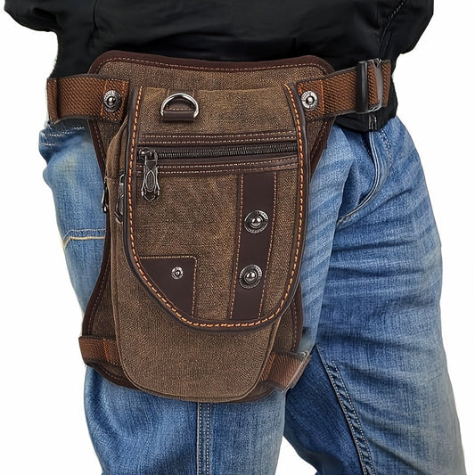 Vintage Canvas Sling Bag for Men Multifunctional Crossbody Chest Bag Waist Bag Shoulder Bag Leg Bag Hiking Outdoor Sports Travel Bag Adjustable Strap Dark Brown
