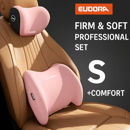 Car Headrest and Lumbar Support Set Ergonomic High-Density Sponge Cushion for Long Distance Driving Neck Pillow Back Support Comfortable Upgrade for All Seasons Brown Black Gray Pink Blue