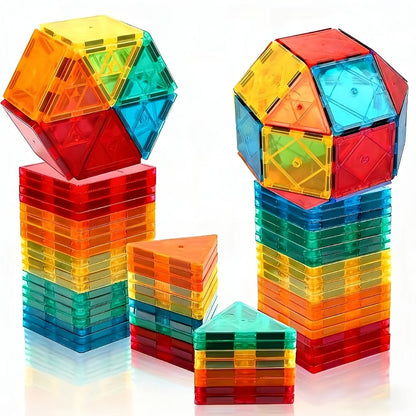 Toddler Magnetic Tiles 34 Piece Starter Set – STEM Magnetic Building Blocks for Kids Ages 3+, Creative Construction Toy for Boys & Girls, Birthday Christmas Gift