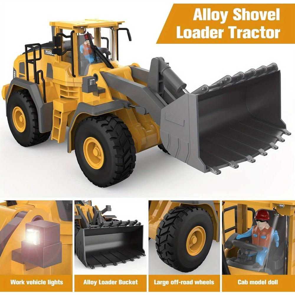 RC Wheel Loader Toy 1:20 Scale 2.4GHz 9-Channel Remote Control Construction Truck with Realistic Lights & Sounds – Building Vehicle Toy for Kids Boys Ages 6+ | Best Birthday Christmas Gift
