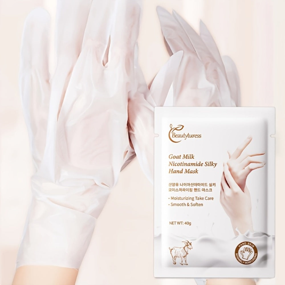 Moisturizing Hand Mask Gloves 20 Pairs with Niacinamide, Goat Milk & Glycerin | Brightening Deep Hydration Spa Treatment for Dry Rough Cracked Hands | Hypoallergenic Fragrance-Free Bulk Gift for Women