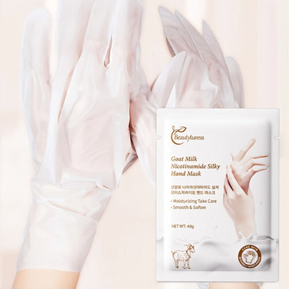 Moisturizing Hand Mask Gloves 20 Pairs with Niacinamide, Goat Milk & Glycerin | Brightening Deep Hydration Spa Treatment for Dry Rough Cracked Hands | Hypoallergenic Fragrance-Free Bulk Gift for Women