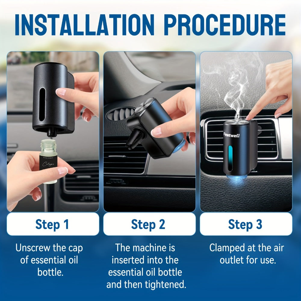 Car Essential Oil Diffuser – USB Aromatherapy Air Freshener with 3 Adjustable Mist Modes, Humidifier & Fragrance Diffuser for Vehicle Interior, Red, Grey & Pink