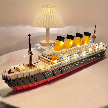 Cruise Ship Building Blocks Model Set 3000+ Pieces – Large Scale Ocean Liner Brick Construction Kit Compatible with LEGO for Adults Teens Kids Ages 12+, Stunning Display Model Birthday Holiday Gift