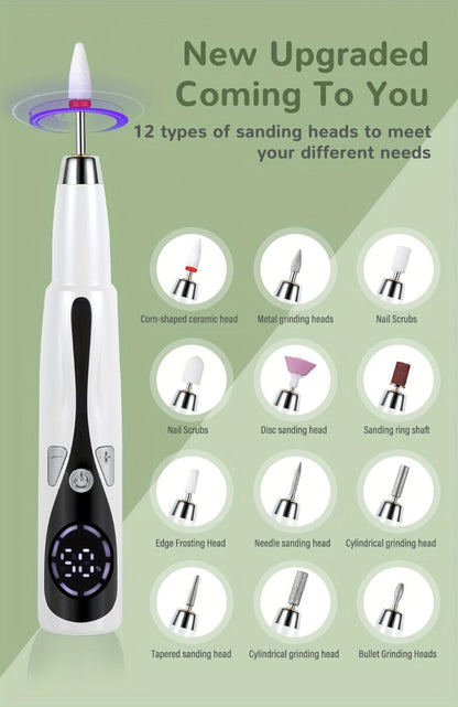 Electric Nail Drill Kit 12 Bits & Stand – 20000RPM Professional Nail File for Gel Polish Removal, Acrylic Shaping & Cuticle Care | Home Manicure Nail Drill Set for Beginners & Salon Use