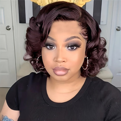 Short Pixie Cut Wig Synthetic Hair Dark Brown Curly Bob Body Wave 4 Inch Women Wig Halloween Cosplay Music Festival Daily Wear