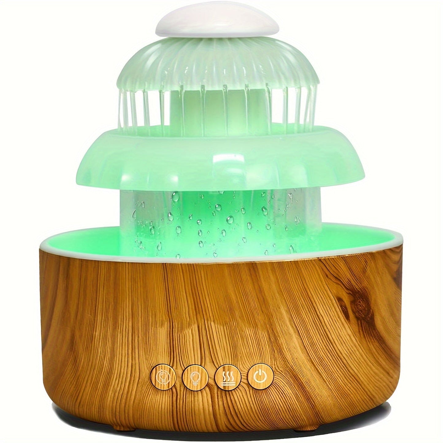 Cool Mist Humidifier with Raining Sound & 8-Color Night Light – 10-Hour Runtime, Essential Oil Diffuser, Air Humidifier for Bedroom, Home & Office, White Noise Sleep Aid, Ambient Mood Light, White