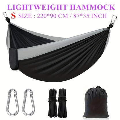 Lightweight Camping Hammock – Nylon Double & Single w/ Hooks, Ropes & Bag