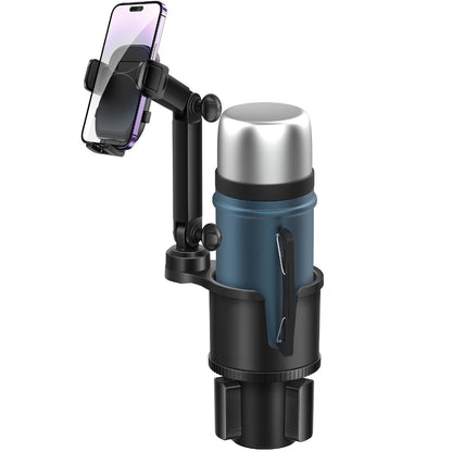 Cup Holder Phone Mount 2-in-1 Car Cup Holder Expander with Long Arm & 360° Rotation – Universal Cell Phone Holder for Car Compatible with All Smartphones