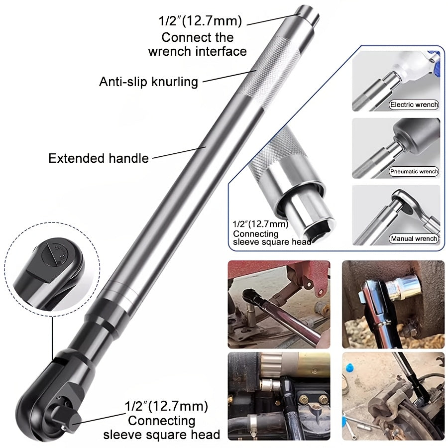 1/2" Offset Extension Wrench for Impact Drills, Ratchet Extended Wrench, Electric Extended Wrench, 3-In-1 Impact Wrench Extender, Suitable for Confined Spaces