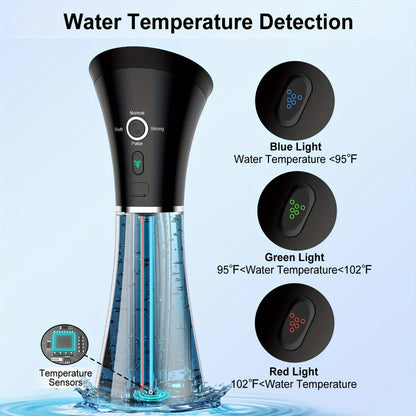 Electric Ear Irrigation Kit Upgraded 4-Speed Dual Tank Design – 6 Tips Hydraulic Ear Wax Removal with Water Temp Sensor, Visual Waste Tank, USB Rechargeable, Nozzle Belt, Safe Home Ear Cleaner