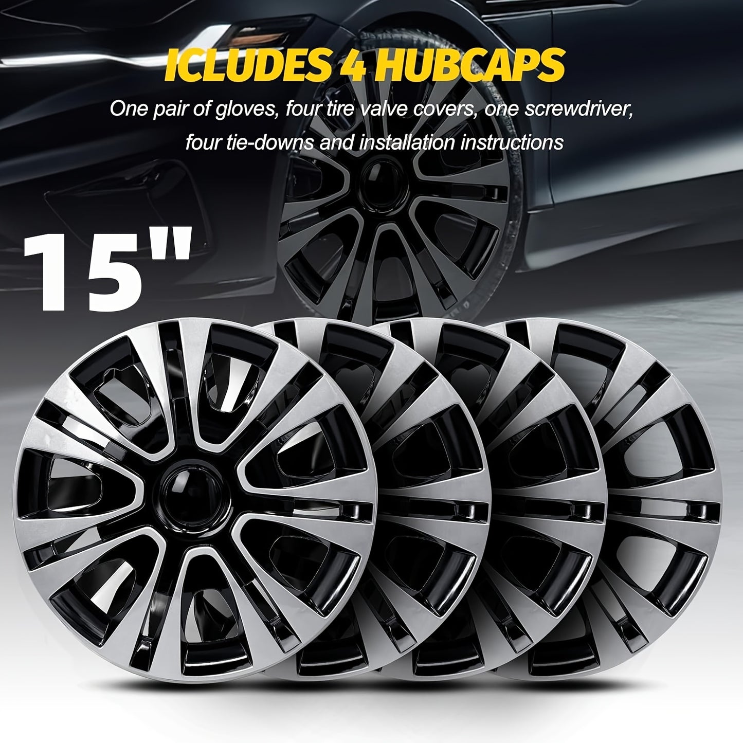 [Premium Wheel Hub Covers] 4pcs/Set 15-Inch/16-Inch Full Cover Wheel Hub Covers - Premium Protection, Easy Installation, And Enhanced Aesthetics, Universally Compatible With Sedan, Truck, SUV, Coupe