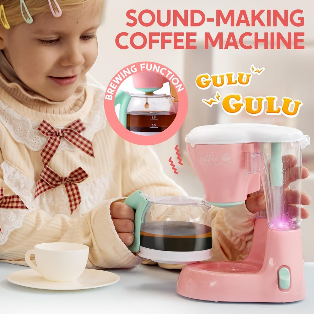 Kids Play Kitchen Toy Set with Realistic Coffee Maker, Toaster & Blender – 26PCS Pretend Play Kitchen Appliances for Toddlers Ages 3+, Role Play Cooking Toys, Birthday Christmas Gift for Girls Boys