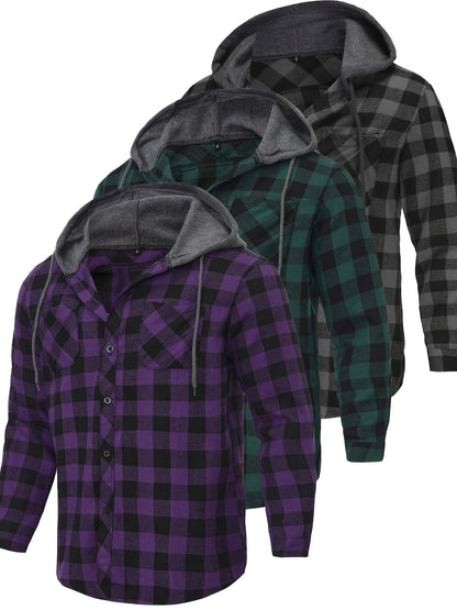 Men's Hoodie - Long Sleeve Button-Front
