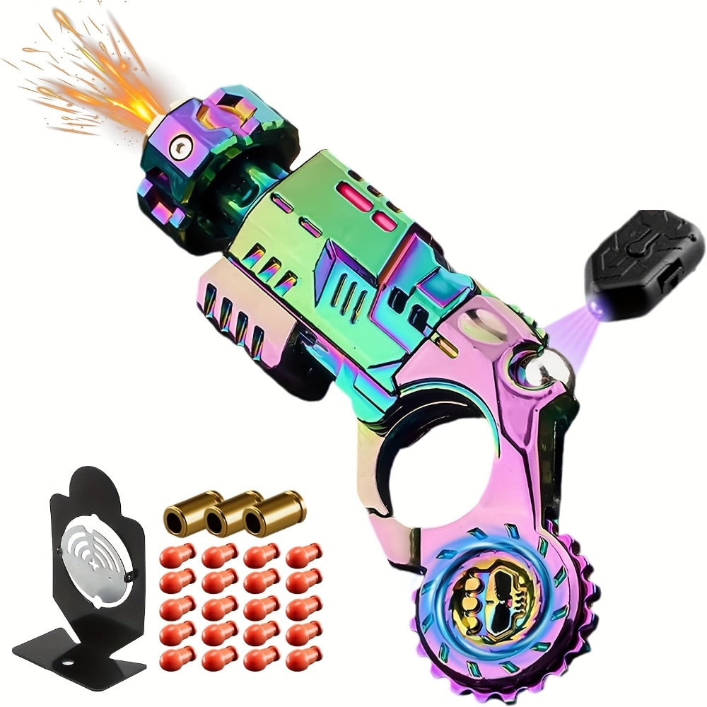 Metal Fidget Gun EDC Spinner Toy for Adults & Men – Alloy Steel Decompression Finger Spinner with 3 Reusable Shells & 20 Bullets, Cool Stress Relief Desk Toy, Unique Gift, Multicolor or Black