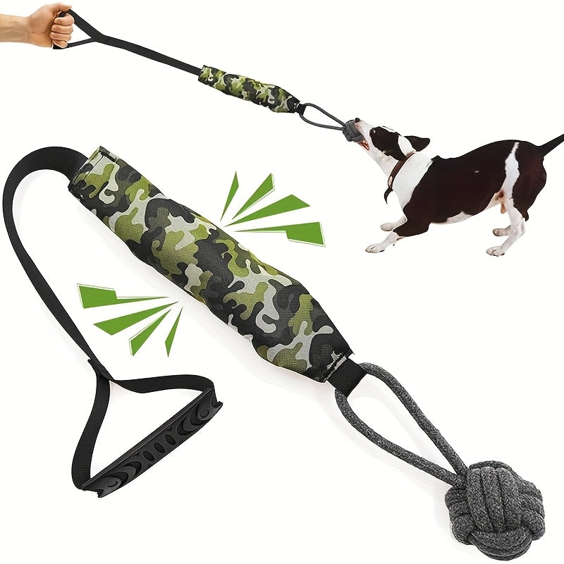 Dog Tug Rope Toy with Knotted Ball & Squeaker Interactive Tug-of-War Chew Toy for Medium Large Dogs - Training Rope Ball Toy in Corn Eagle Shark Camouflage Designs