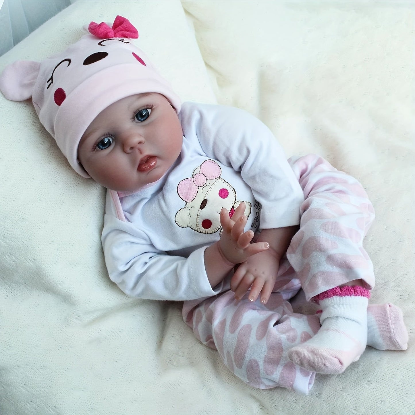 Cloth Body Reborn Baby Doll 22 Inch Soft Vinyl Limbs Sleeping Princess Newborn Girl with Cute Outfit Pacifier Bottle Birth Certificate – Huggable Lifelike Baby Doll Gift for Girls Boys Birthday Christmas