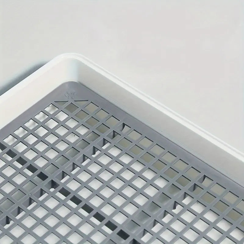 Rabbit Litter Box Large Corner Pet Toilet with Odor Control | Sturdy Easy-Clean Plastic Urine Tray for Rabbits Guinea Pigs & Small Animals | Indoor Cage Accessory | Grey White Small Animal Potty Trainer