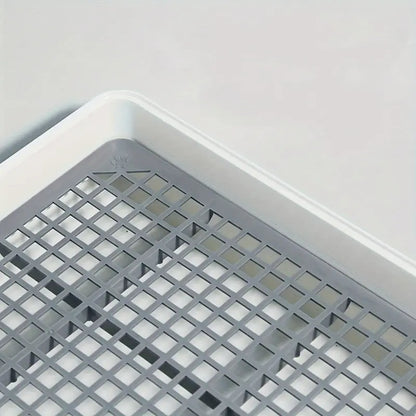 Rabbit Litter Box Large Corner Pet Toilet with Odor Control | Sturdy Easy-Clean Plastic Urine Tray for Rabbits Guinea Pigs & Small Animals | Indoor Cage Accessory | Grey White Small Animal Potty Trainer