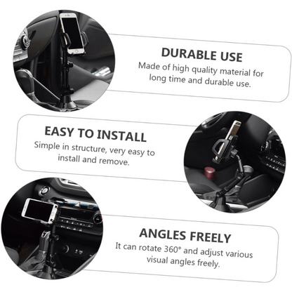 Car Cup Holder Phone Mount Adjustable 360° Rotation – Universal Cell Phone Bracket Cradle for Car Truck SUV, Fits iPhone Samsung & All Smartphones, Stable Anti-Slip Design