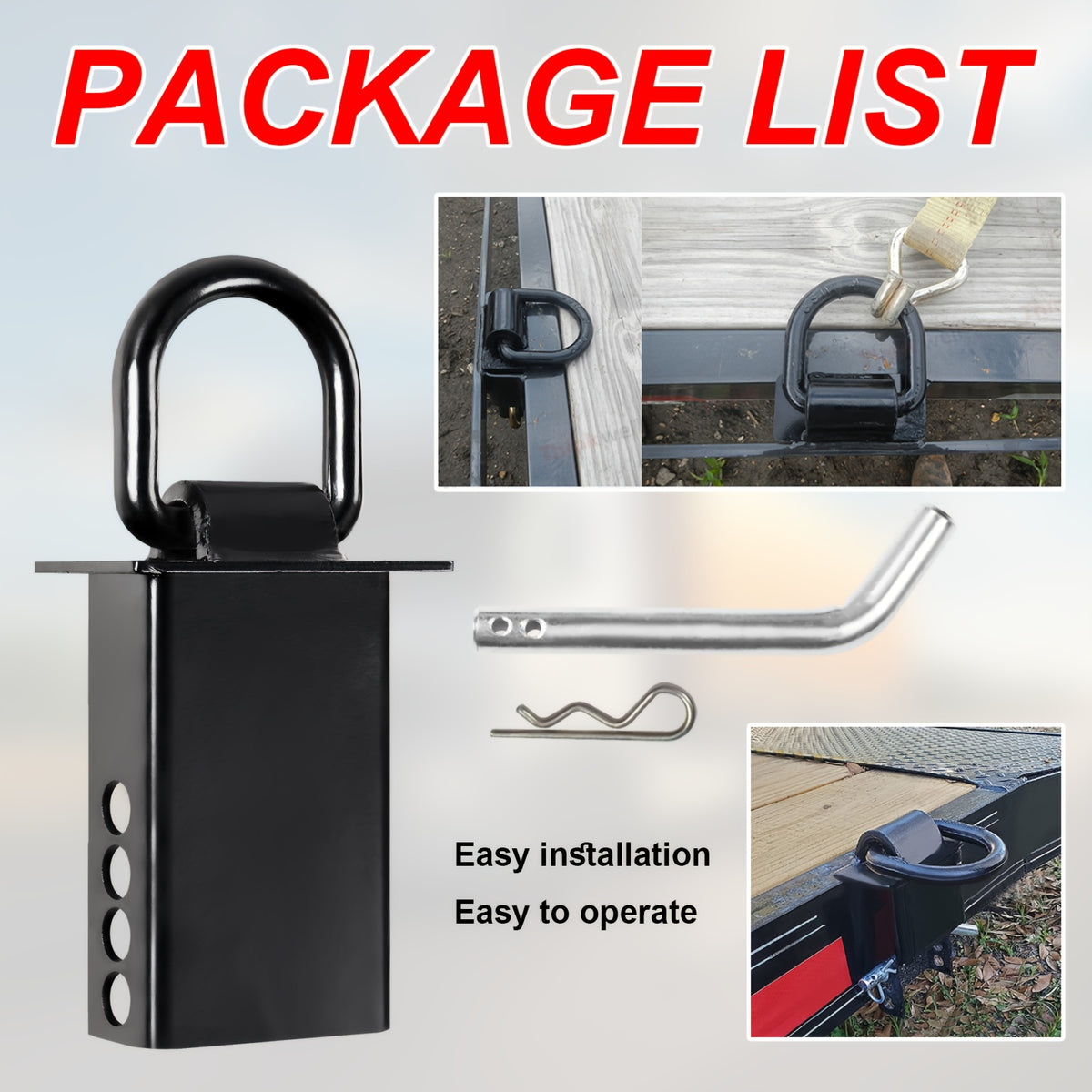 4/6/8/12/16 Pack 16200lbs Adjustable Heavy Duty Stakes, Stainless Steel Heavy-Duty Adjustable Stake Pocket D-Ring - 16200lbs Capacity, 4 Pin Holes For Precision Fit, Removable Stake Pocket D-Ring Tie Downs Utility For Flatbed Trucks Trailers