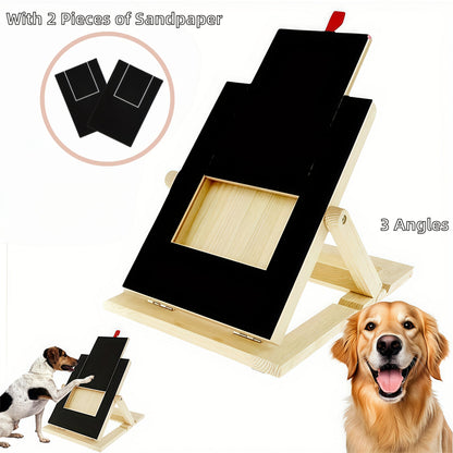 Dog Scratch Pad for Nails – Adjustable 3-Angle (45–65°) Foldable Nail File Scratch Board, Includes 2 Sandpaper Sheets, Nail Clipper Alternative for Dogs, with or without Bracket