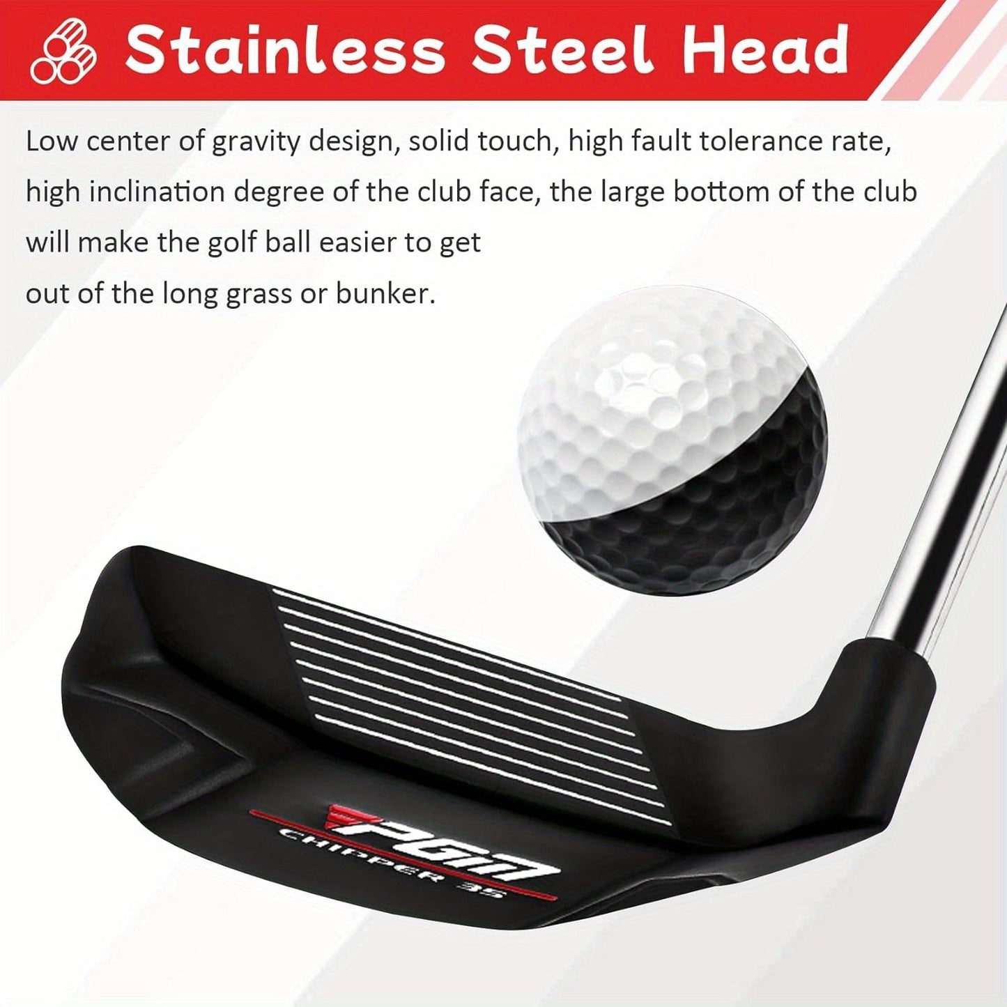 Golf Chipper Club Stainless Steel Head Regular Flex Steel Shaft 35 or 43 Degree Loft Blade Putter for Men Women Short Game Chipping Putting Wedge Championship Legal
