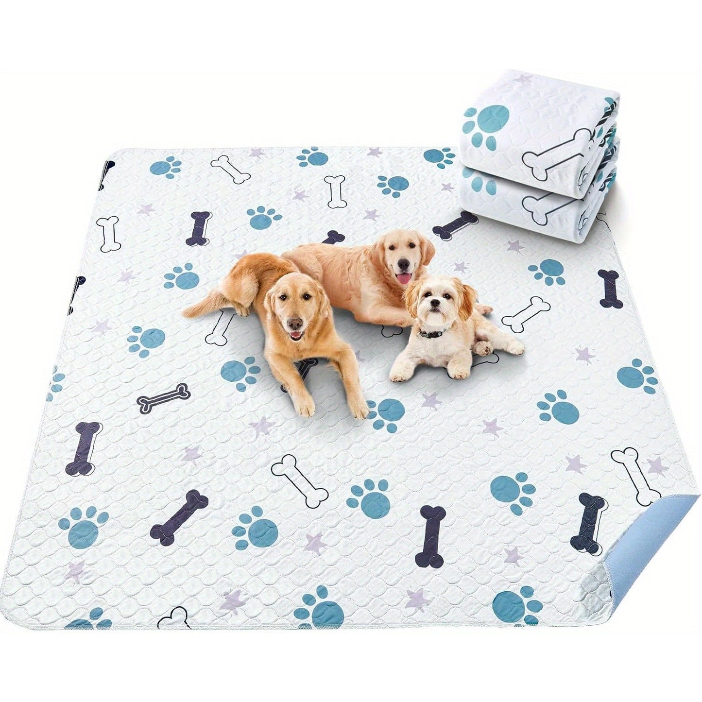 Washable Dog Pee Pads Reusable 4-Layer Absorbent Training Pad - Machine Washable Puppy Pads with Anti-Slip Bottom, Leakproof TPU Coating, Multi-Size for Puppies & Adult Dogs, Whelping & Travel