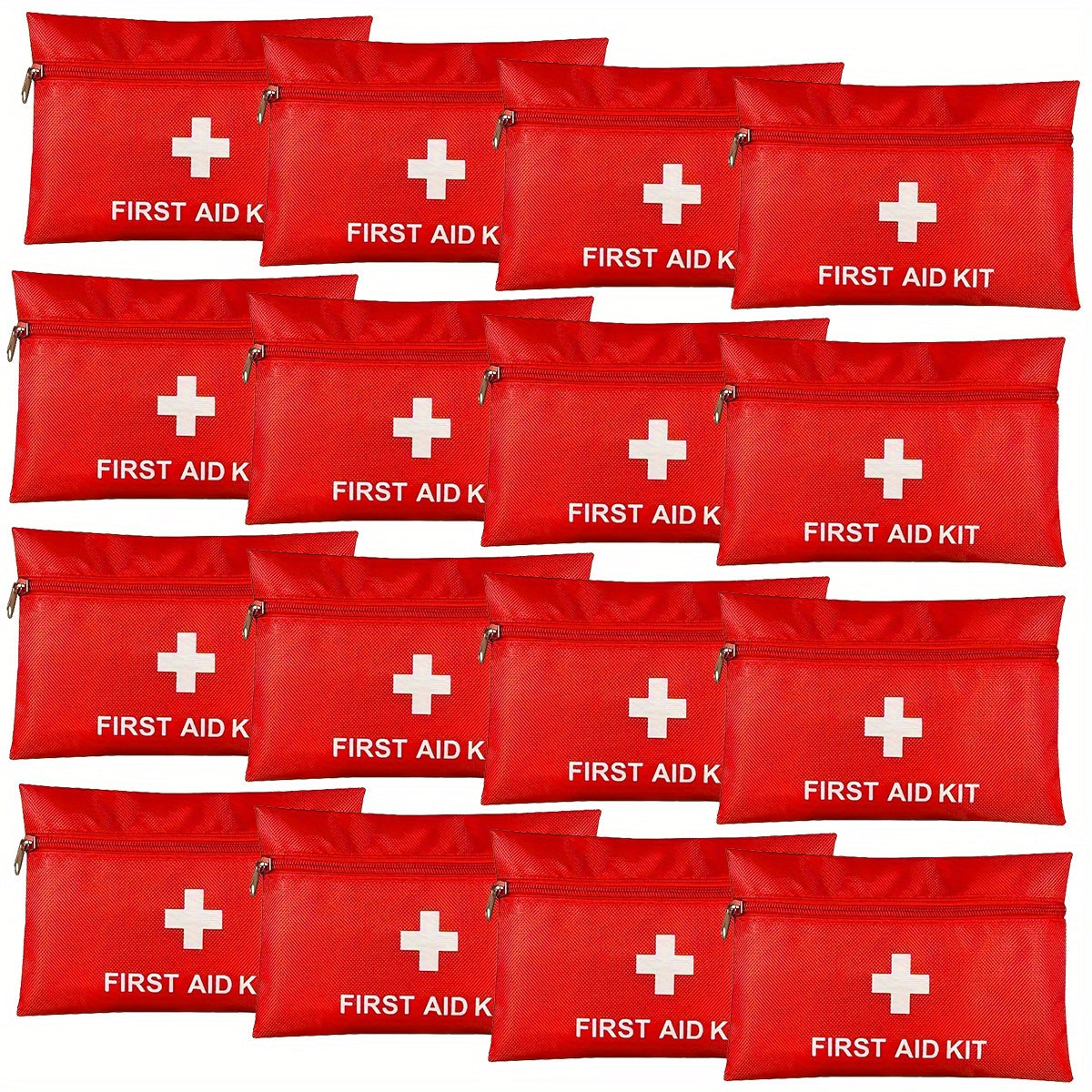 First Aid Bag 16-Pack – Empty Water-Resistant Nylon Pouch with Full-Open Zipper & Cross Symbol, Lightweight Portable Medical Bag for Home, Car, Office, Camping & Hiking (20x14cm / 7.9x5.5in)
