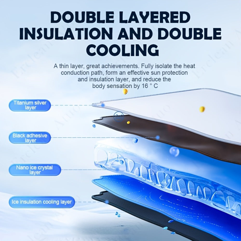 Windshield Sun Shade with Hook & Loop Closure - Foldable Front Window UV Ray Blocker, Dashboard Heat Protector, Universal Fit Car Interior Sun Visor for Cooler Cabin