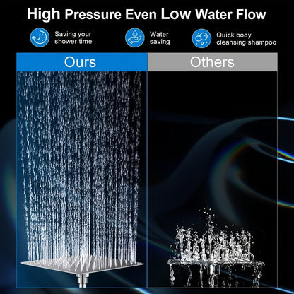 Rainfall Shower Head with Handheld Combo – 8" High Pressure Rain Shower, 5-Setting Adjustable, Anti-Leak with 11" Extension Arm, Holder & Hose, Height & Angle Adjustable