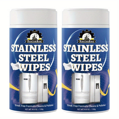 Stainless Steel Cleaning Wipes Kitchen 1 or 2 Barrel - Gentle Formula Safe for Hands, Quick Deep Cleaning of Stainless Steel Appliances Surfaces Sinks & Cookware, Streak-Free Kitchen Cleaning Wipes